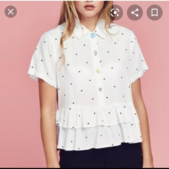 Lazy Oaf Tops - NWT Lazy Oaf Polka Dot Ruffle Top Size Small
